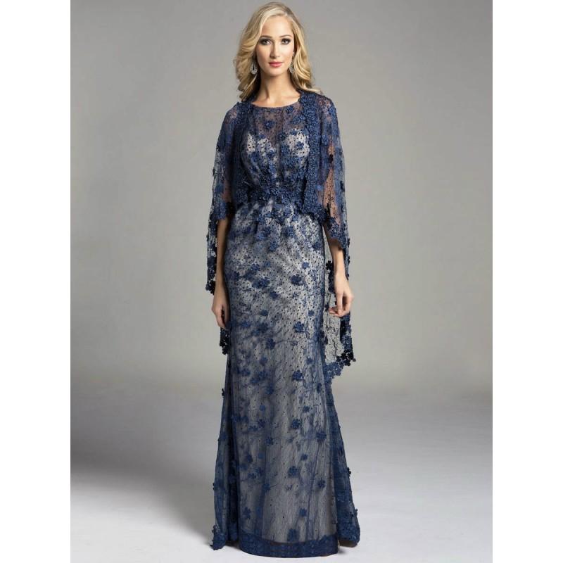 زفاف - Lara Dresses - Enticing Gown with Lace Overlay and Shawl 33244 - Designer Party Dress & Formal Gown