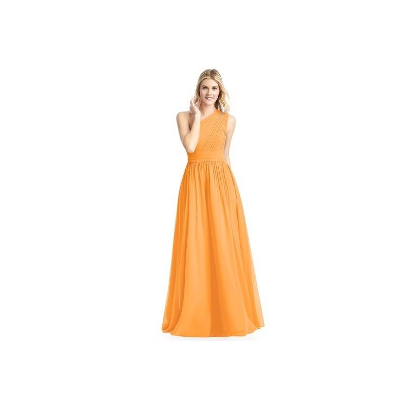زفاف - Tangerine Azazie Molly - Back Zip Floor Length One Shoulder Chiffon Dress - Simple Bridesmaid Dresses & Easy Wedding Dresses