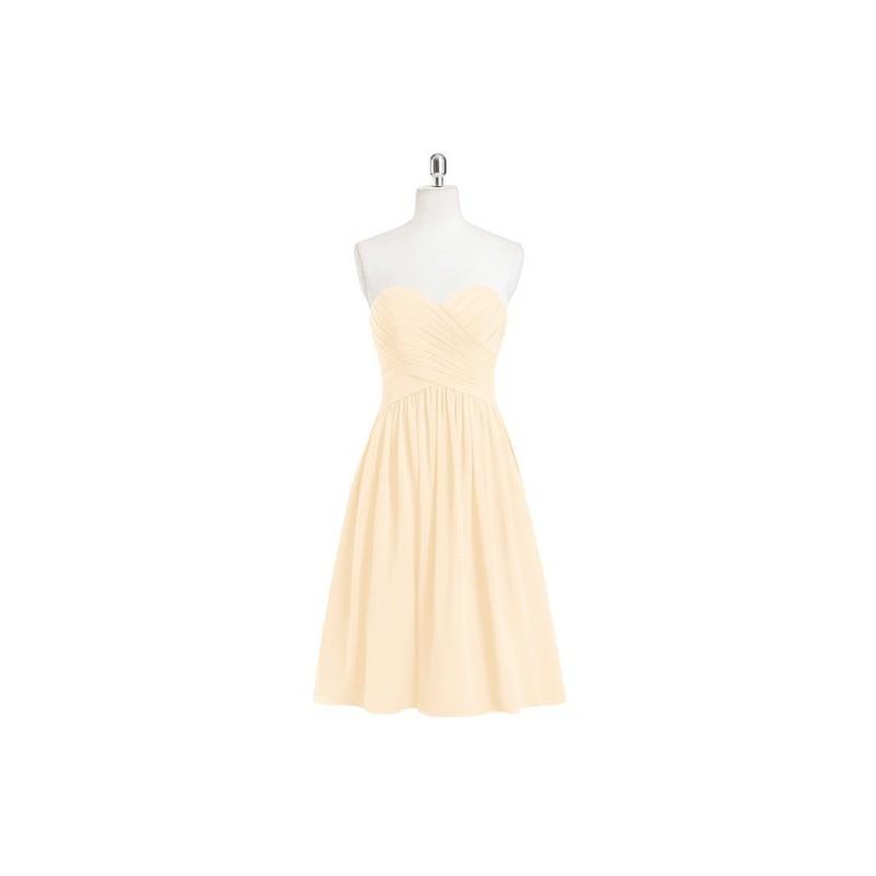 Hochzeit - Peach Azazie Heidi - Chiffon Sweetheart Back Zip Knee Length Dress - Charming Bridesmaids Store