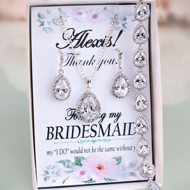 زفاف - TopGracia Presents To Your Attention A Personalized Gift Cubic Zirconia TIMO Jewelry Set A Excellent Gift For Each Of Your Bridesm… 