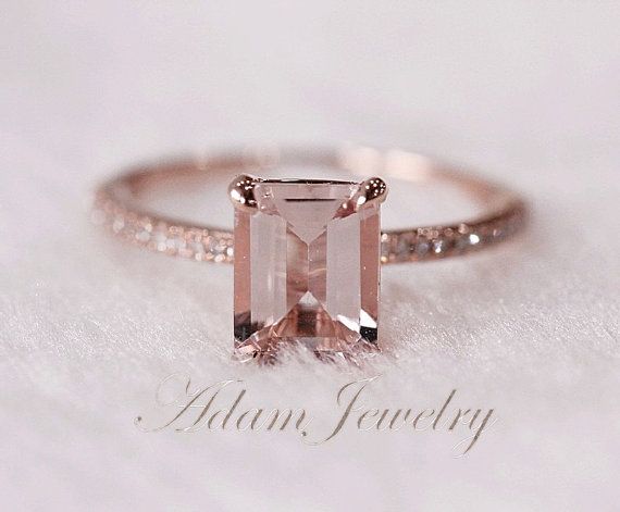 Hochzeit - Holy Damn, This Is Beautiful... @Lisa Peters Pink Emerald Cut 6x8mm VS Morganite Ring SI/H By AdamJewelry, $330.00 