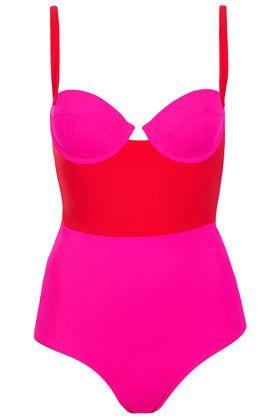 Mariage - Red Colourblock Swimsuit - Swimsuits - Swimwear  - Clothing 
