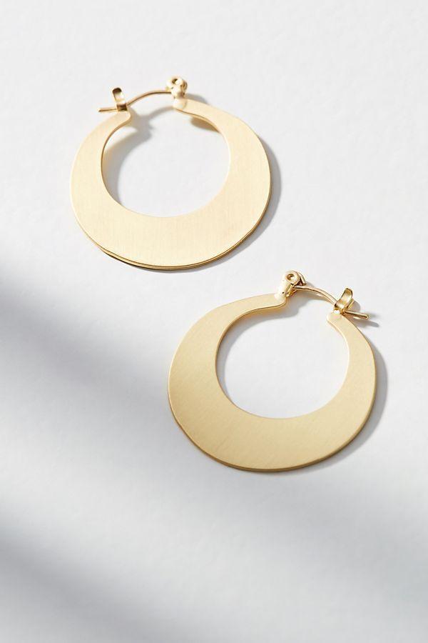 زفاف - Gold Crescent Mini Hoop Earrings 