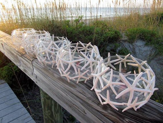 Свадьба - Beach Wedding Starfish Candle Centerpieces By PinkPelicanDesigns, 