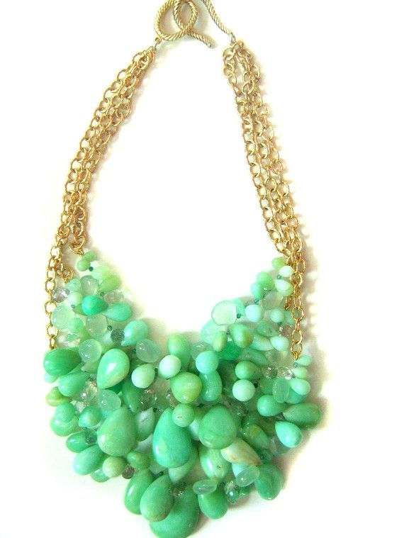 Mariage - Mint Green Grapes Necklace$285 