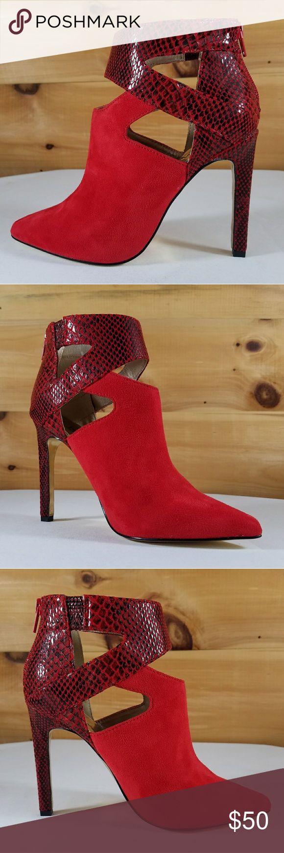 زفاف - Luichiny Tippy Toes Cut Out Red Snake Ankle Boot Boutique