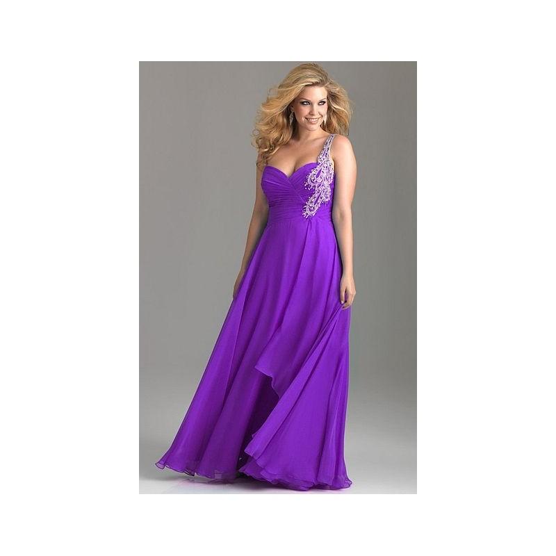 Mariage - Night Moves Plus Sized One Shoulder Prom Dress 6513W - Brand Prom Dresses