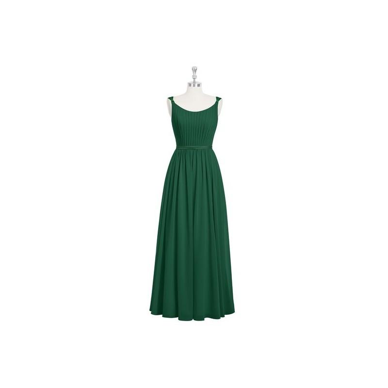 زفاف - Dark_green Azazie Lanette - Scoop Strap Detail Floor Length Chiffon And Charmeuse Dress - Charming Bridesmaids Store