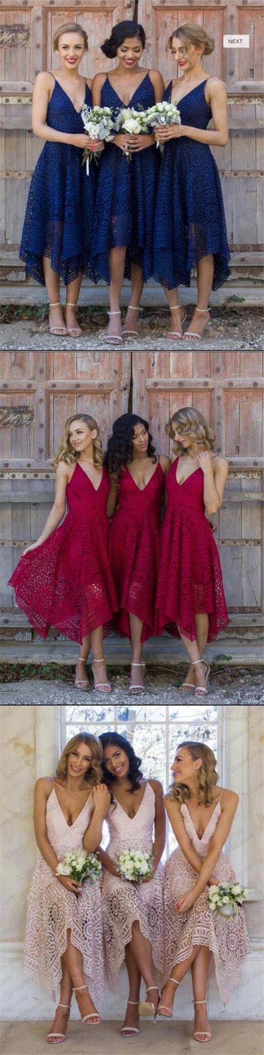 Mariage - Short Royal Blue Pink Red Bridesmaid Dresses, Full Lace Newest Bridesmaid Dress, PD0333 #lace Bridesmaid Dresses#fashion #shoppi… 