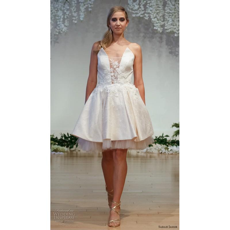 Wedding - Sarah Jassir 2017 Ball Gown Strapless Sleeveless Sweet Mini/Short Ivory Outdoor Hand-made Flowers Lace Summer Bridal Dress - Brand Prom Dresses