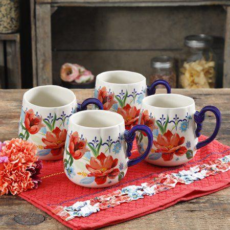Wedding - The Pioneer Woman Spring Bouquet 19oz Cups, Set Of 4 