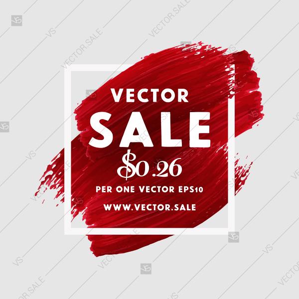 Hochzeit - Vector Sale Banner Poster red art brush acrylic stroke paint background