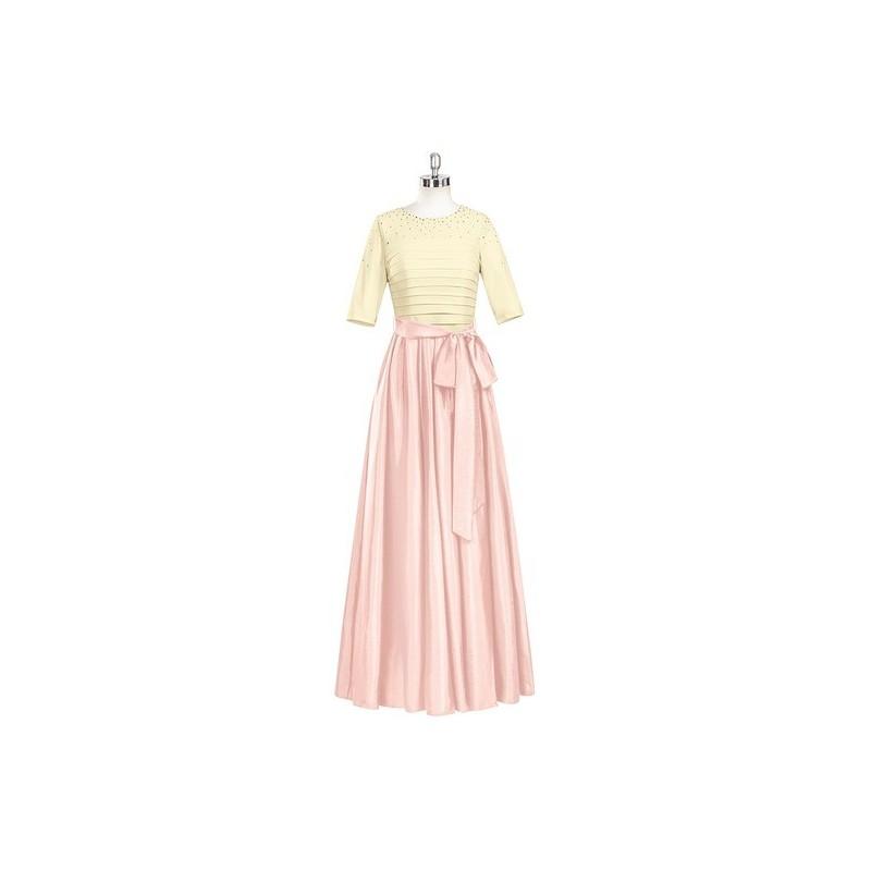Mariage - Pearl_pink Azazie Lexi - Scoop Floor Length Stretch Knit Taffeta And Jersey Back Zip Dress - Charming Bridesmaids Store