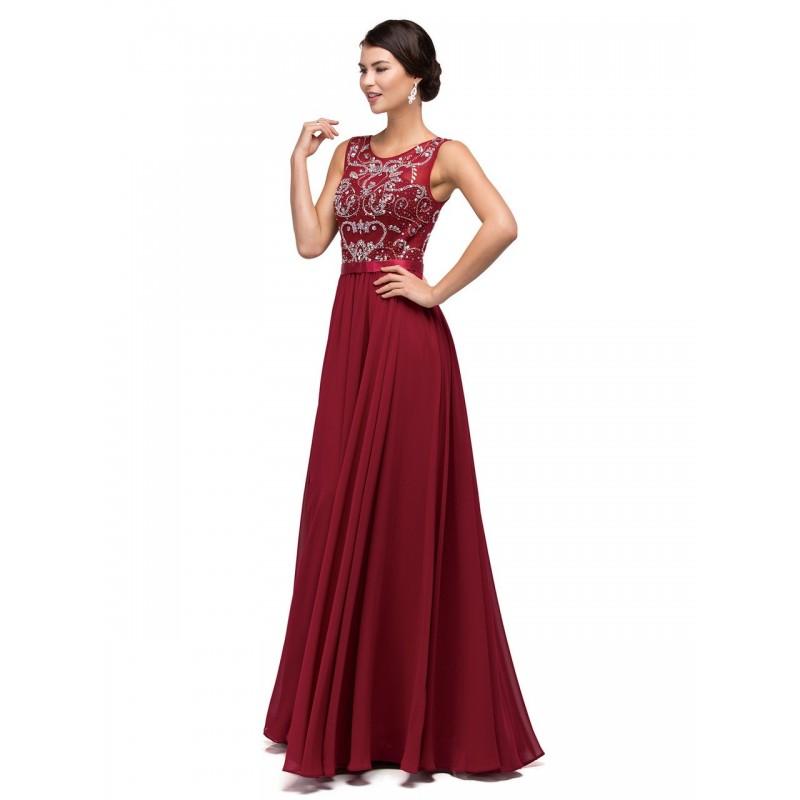 Wedding - Dancing Queen - Jewel Detailed Illusion A-Line Long Dress 8736 - Designer Party Dress & Formal Gown