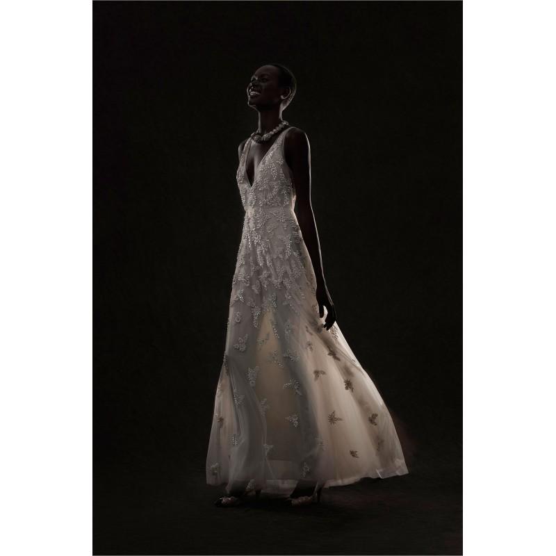 Hochzeit - BHLDN Spring/Summer 2017 Kai V-Neck Champagne Aline Tulle Sleeveless Vogue Beading Floor-Length Wedding Gown - Brand Prom Dresses