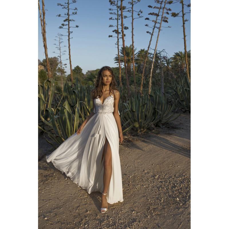 Mariage - Asaf Dadush 2018 Split Sweep Train Spaghetti Straps Sleeveless Aline Open Back Embroidery Chiffon Summer Beach Wedding Gown - Crazy Sale Bridal Dresses