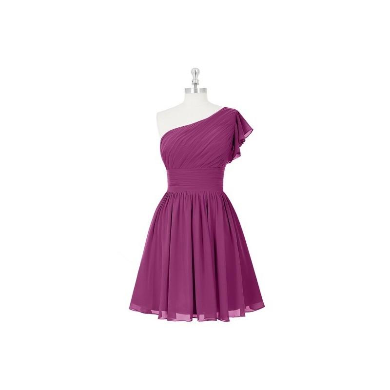 زفاف - Orchid Azazie Carly - Knee Length Side Zip One Shoulder Chiffon Dress - Charming Bridesmaids Store