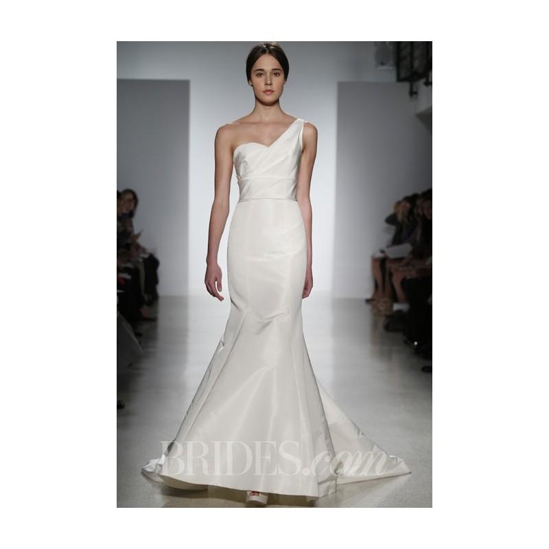 Свадьба - Amsale - Spring 2014 - Houston Silk One-Shoulder Mermaid Wedding Dress - Stunning Cheap Wedding Dresses