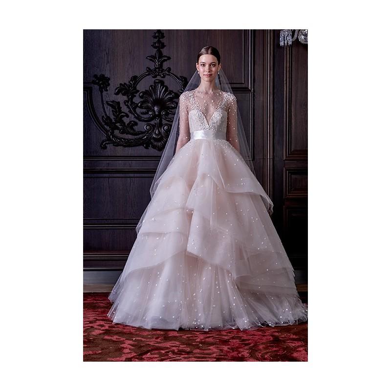 Hochzeit - Monique Lhuillier - Spring 2017 - Aviva long-sleeve V-neck tulle ball gown - Stunning Cheap Wedding Dresses