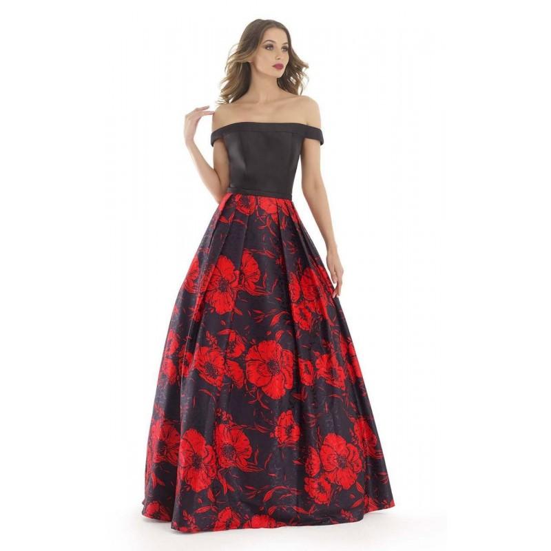 Mariage - Morrell Maxie - 15673 Off Shoulder Pleated Floral Evening Gown - Designer Party Dress & Formal Gown