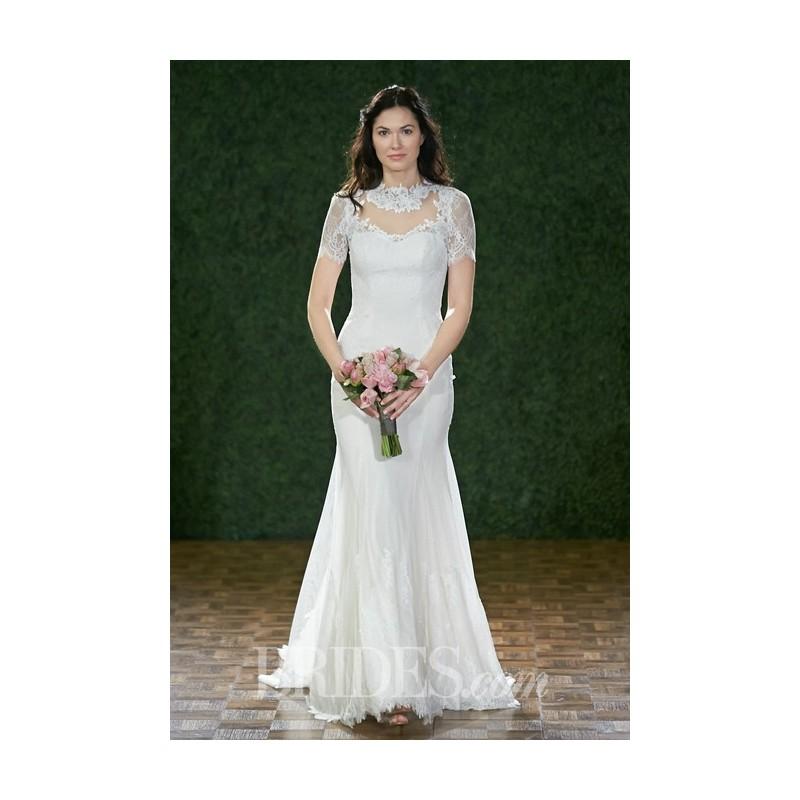 زفاف - Wtoo - Fall 2014 - Style 13331 Blanche Lace and Tulle Trumpet Wedding Dress with an Illusion High Neckline and Short Sleeves - Stunning Cheap Wedding Dresses