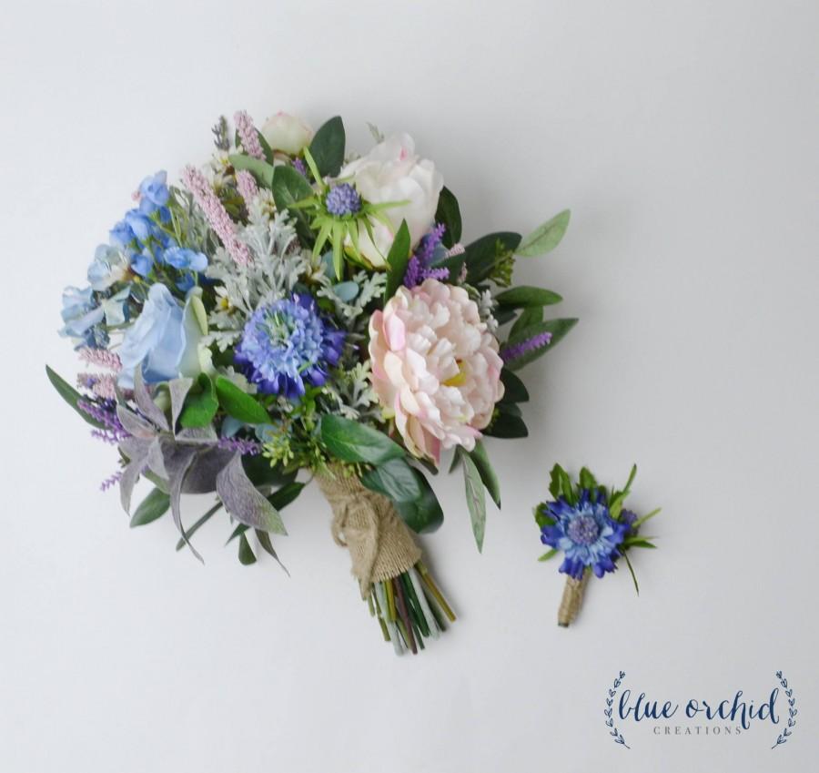 زفاف - Wildflower Bouquet, Wedding Bouquet, Bridal Bouquet, Blue Wildflower Bouquet, Boho Bouquet, Blue, Rustic Bouquet, Faux Bouquet, Silk Flowers