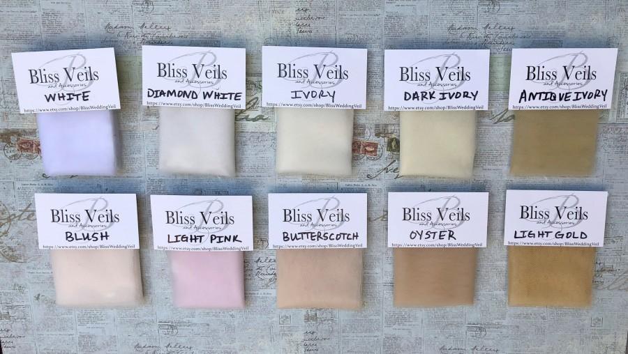 زفاف - VEIL COLOR SAMPLES - White Veil, Ivory Veil, Blush Veil, Diamond White Veil, Dark Ivory Veil, Pink Veil, Moscato Veil