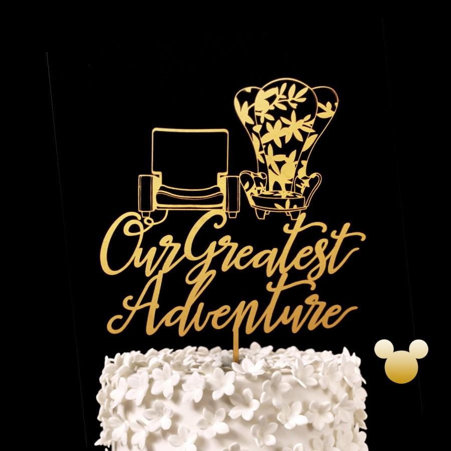 Weddings Wooden Cake Topper Up Inspired Disney You're My Greatest Adventure 