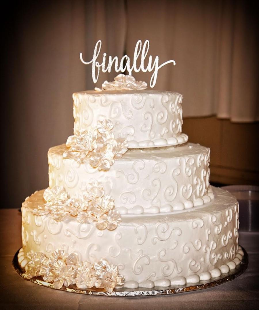 Hochzeit - Bridal Shower Cake, Finally Cake Topper, Wedding Cake Topper, Funny Wedding Cake Topper, Rose Gold Cake Topper, Rustic Cake Topper