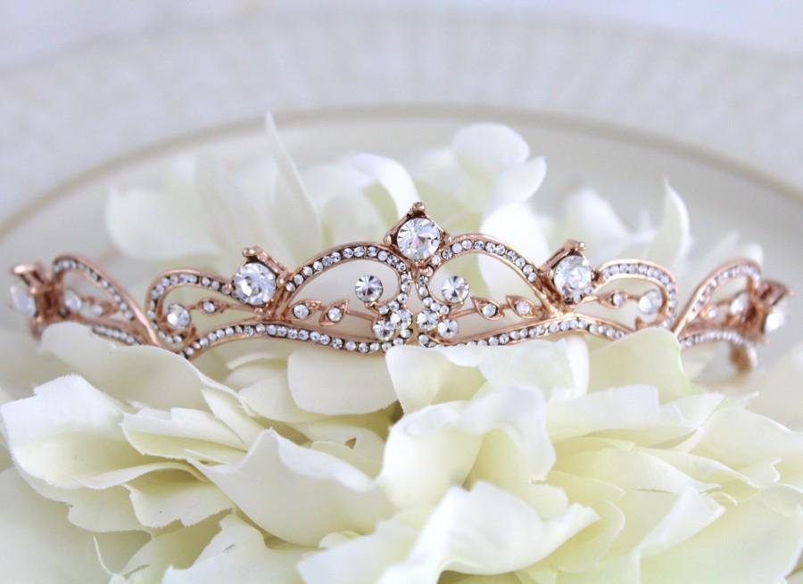 Hochzeit - Rose gold tiara, Wedding tiara, Wedding hair accessory, Rose gold headpiece, Rose gold crown, Bridal tiara, Wedding head piece, Hair piece