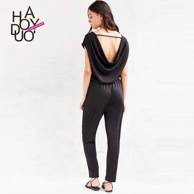 زفاف - 2017 summer dress New Fashion Sexy draped solid color minimalist Backless slim jumpsuit - Bonny YZOZO Boutique Store