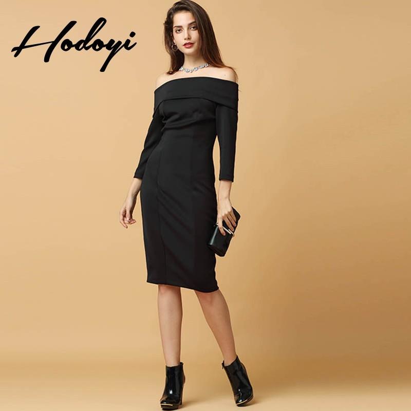 زفاف - Fall 2017 new ladies sexy slim strapless a-neck long sleeve dress - Bonny YZOZO Boutique Store
