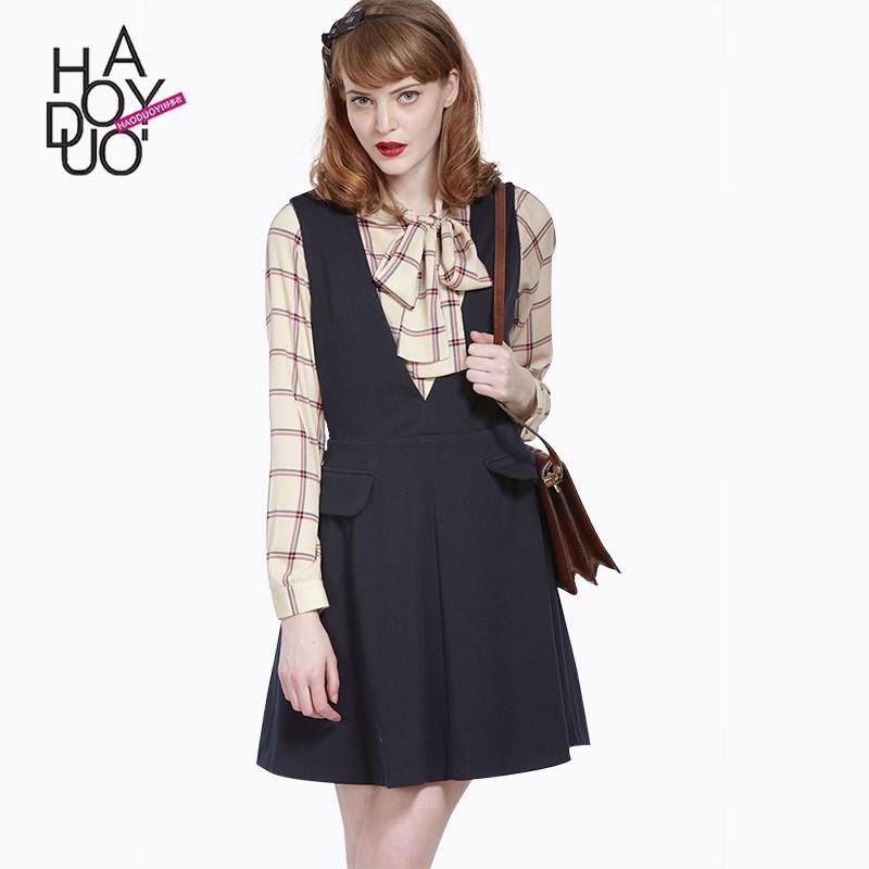 زفاف - Summer 2017 new vintage deep v neck dress sleeveless dress - Bonny YZOZO Boutique Store