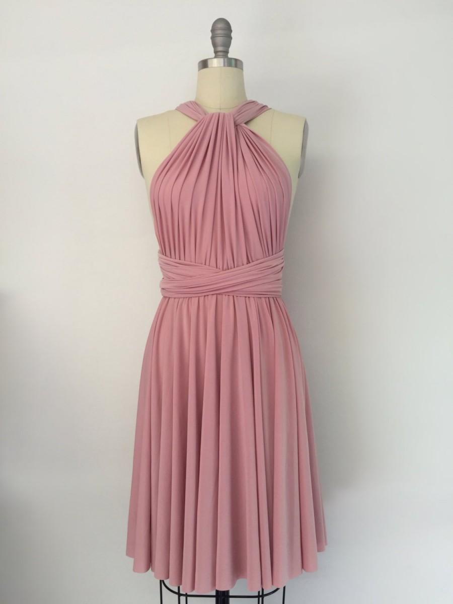زفاف - Rose Pink SHORT Knee Length Infinity Dress Convertible Formal Multiway Wrap Dress Bridesmaid Dress Party Dress Evening Dress Weddings