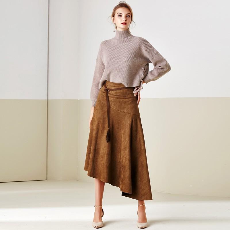 Mariage - Vintage Asymmetrical Fringe Split Front Trail Dress High Waisted Seude Belt Skirt - Bonny YZOZO Boutique Store