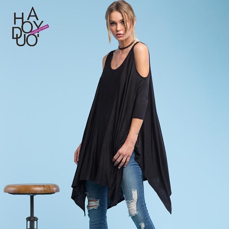 Wedding - Summer 2017 new streets off the shoulder batwing coat cropped sleeve t-shirt - Bonny YZOZO Boutique Store