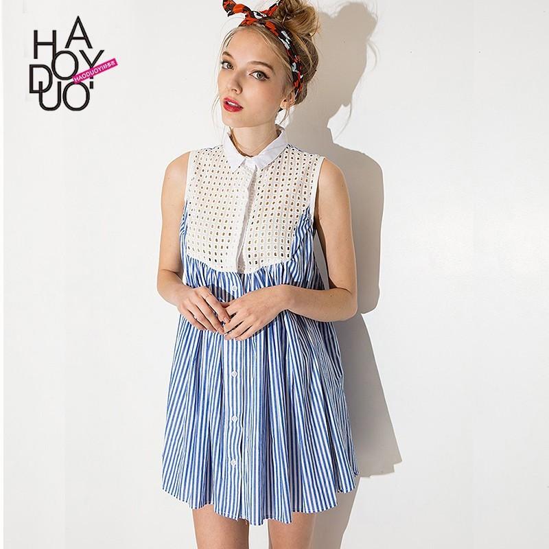 Свадьба - School Style Oversized Sweet Split Front Fall Stripped Dress - Bonny YZOZO Boutique Store