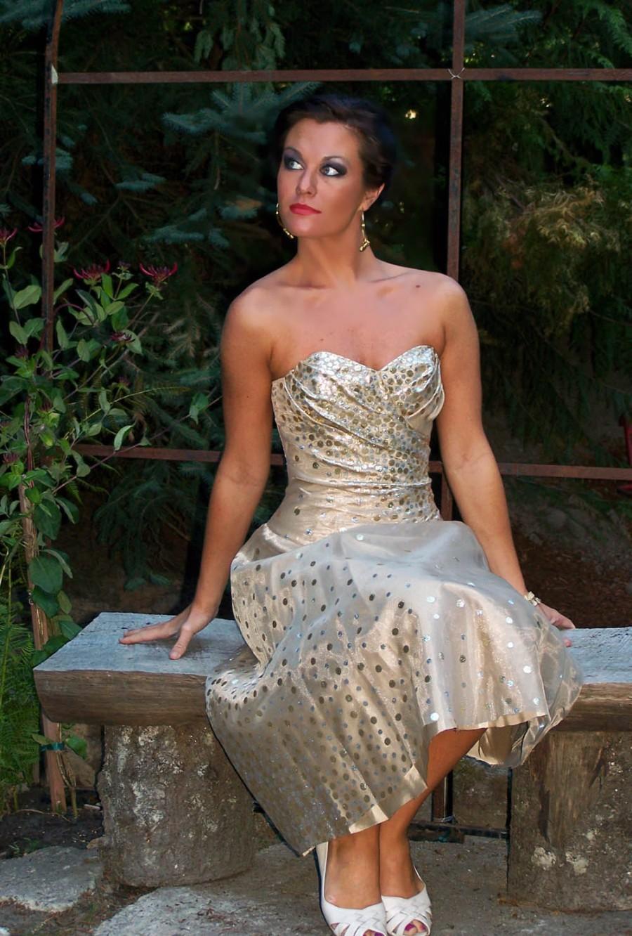 زفاف - CLEARANCE-Stunning Strapless Organza Gold n Silver Prom/wedding/Party/Cocktail Dress-CRBoggs Designs-LAST ONE