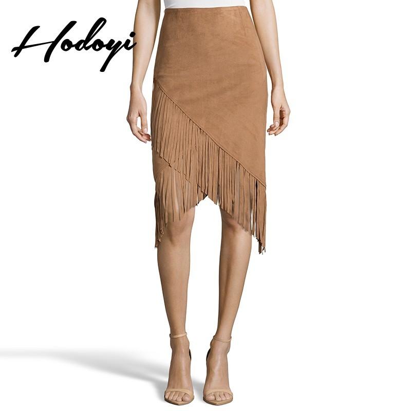 Mariage - Vogue Asymmetrical Fringe Slimming A-line High Waisted Fall Skirt - Bonny YZOZO Boutique Store