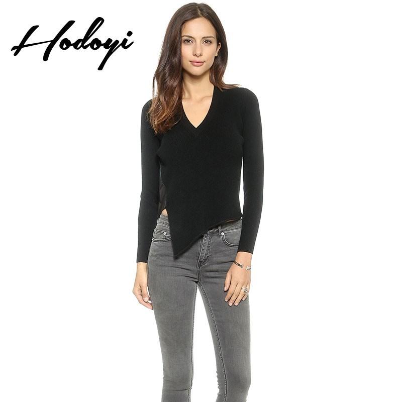 زفاف - Vogue Asymmetrical Split Front Slimming One Color Fall Casual 9/10 Sleeves Sweater - Bonny YZOZO Boutique Store