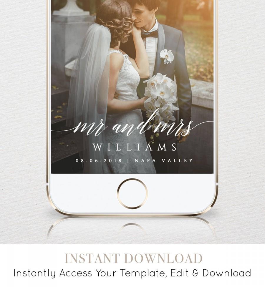 Свадьба - SnapChat Geofilter, Wedding SnapChat Filter, INSTANT DOWNLOAD, 100% Editable Text, Self-Editing Template, Mr and Mrs Filter, DIY  #034-103GF