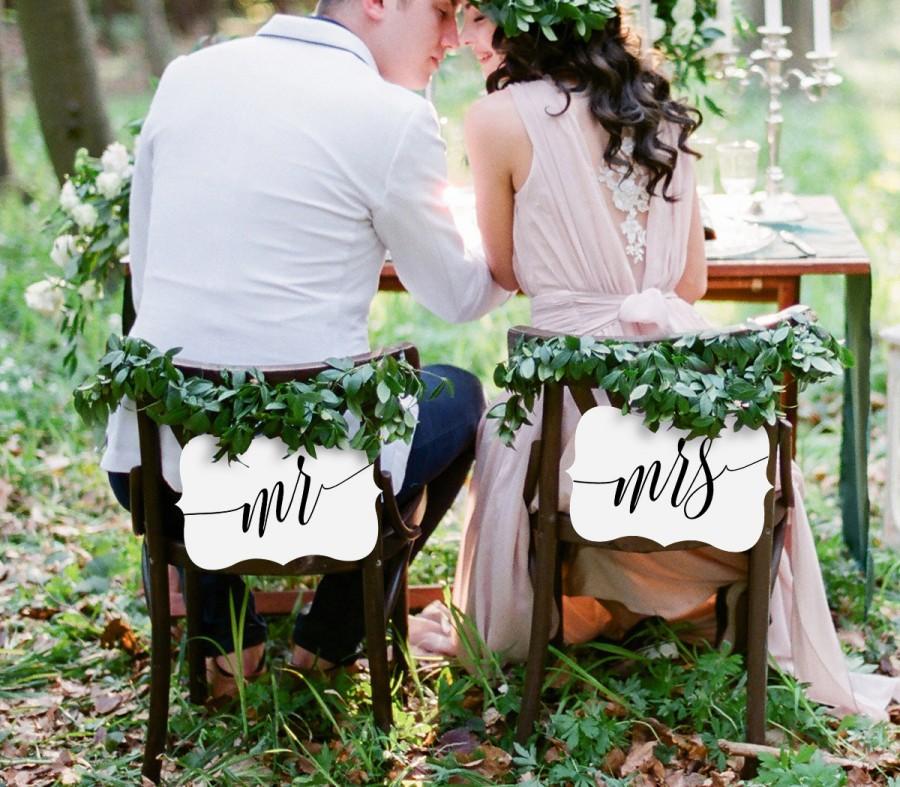 Hochzeit - Printable Mr and Mrs Chair Sign, Wedding Chair Sign, DIY Bride and Groom Sign, Hanging Chair Sign, Instant Download, Digital File #103CS