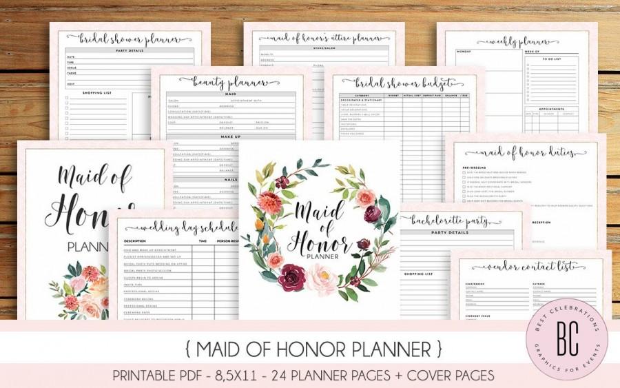 Mariage - Maid of Honor Planner, Wedding Planner Printable, Bridesmaid Planner, Will You Be My Maid of Honor, PDF, DIY Notebook , PDF Download