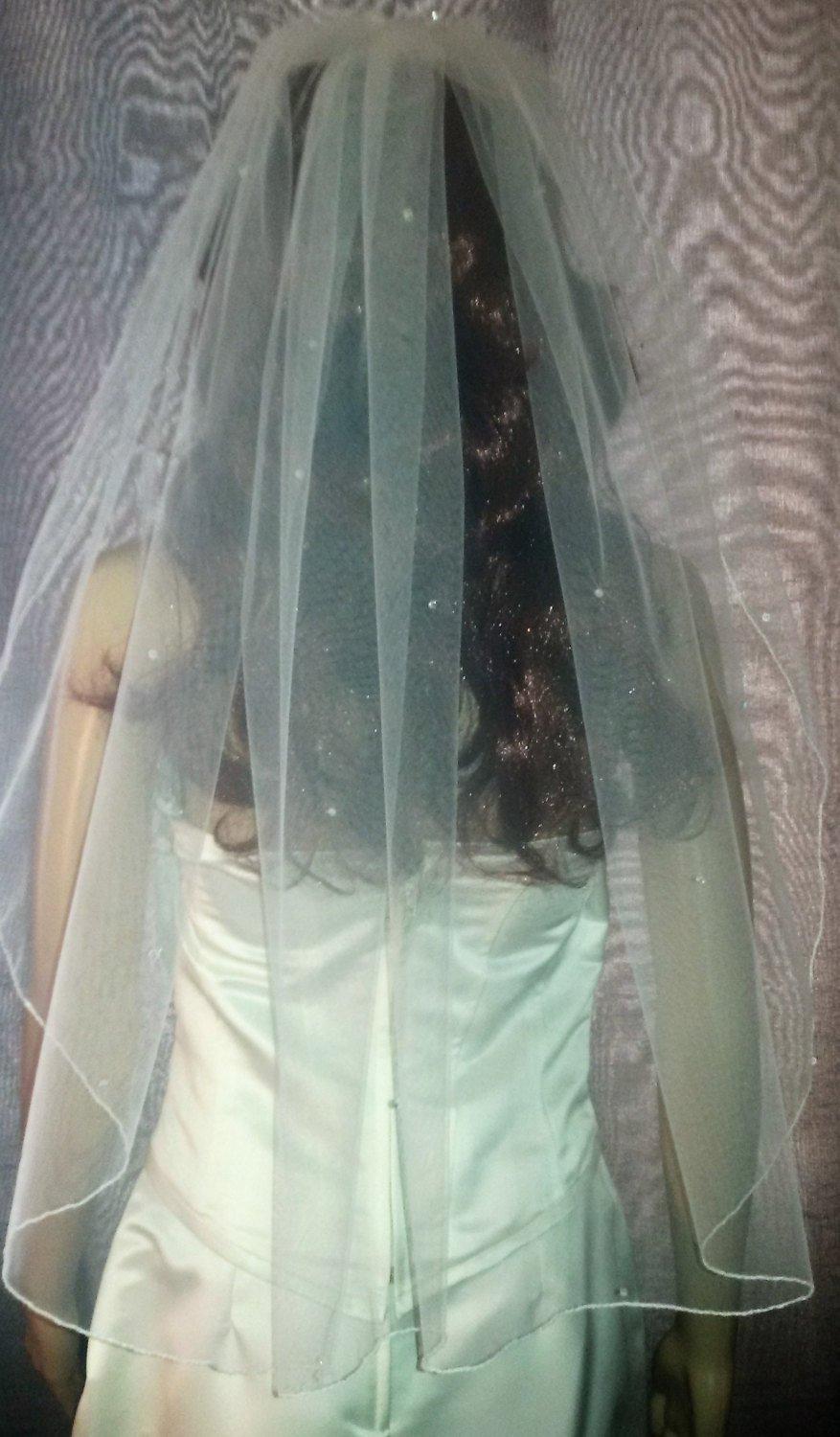 زفاف - Ivory 30" wedding veil with scattered Swarovski Crystals 1 Tier. FREE UK POSTAGE