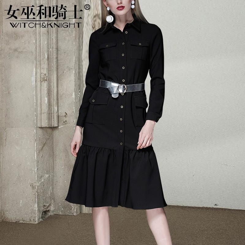 زفاف - Vogue Attractive Curvy V-neck It Girl Spring 9/10 Sleeves Black Dress - Bonny YZOZO Boutique Store