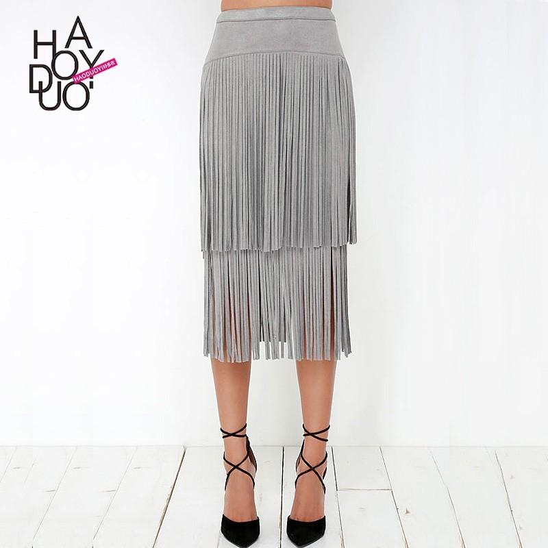 Mariage - Vogue Sexy Simple Fringe Split Front Sheath Seude Summer Skirt - Bonny YZOZO Boutique Store
