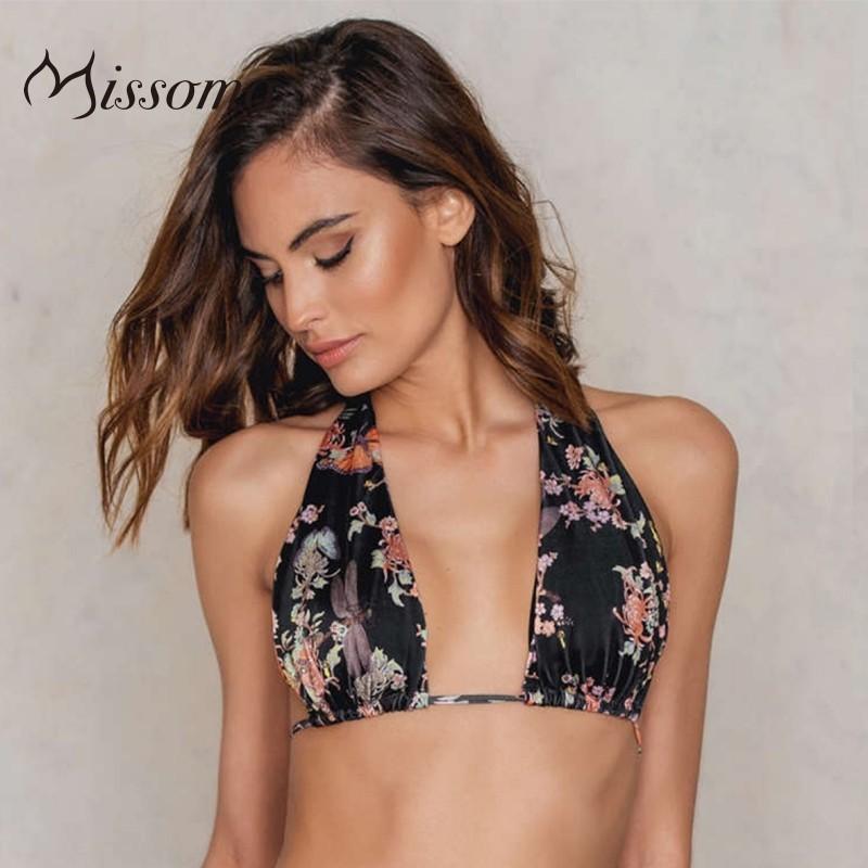 Mariage - Vogue Sexy Printed Halter Floral Vegetation Tie Bikini Bra - Bonny YZOZO Boutique Store
