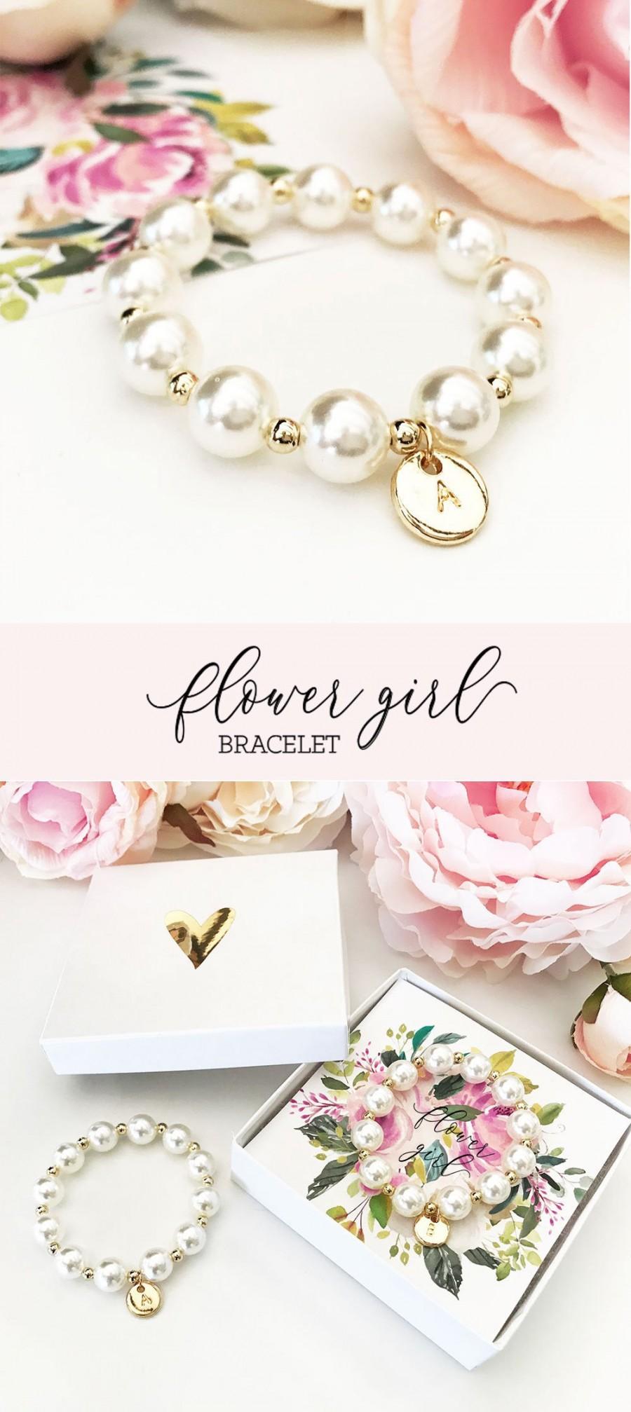 زفاف - Flower Girl Bracelet Personalized Flower Girl Bracelet Pearl Flower Girl Gift Ideas Personalized Girls Bracelet (EB3277M) Bracelet for Girls