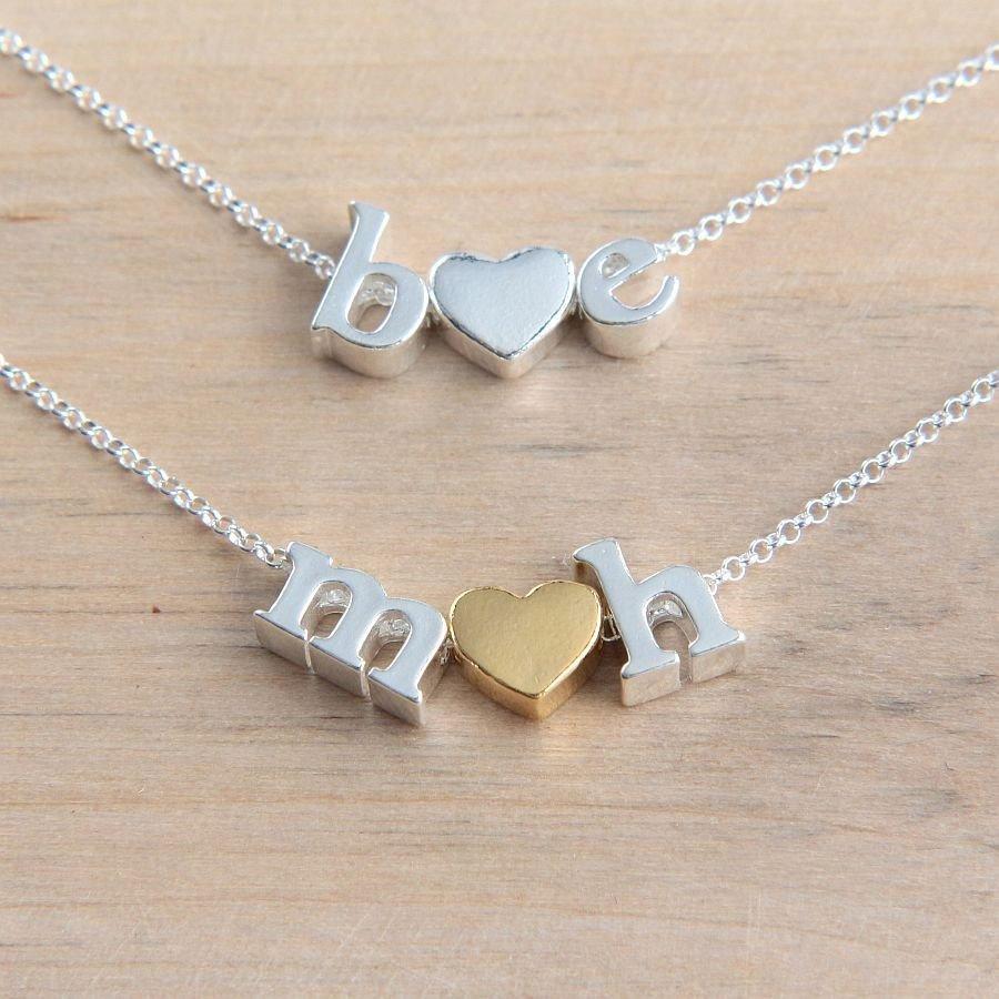 Wedding - Personalized Necklace, Silver Letter Necklace, Alphabet Necklace, Initials Necklace, Sterling Silver Letter Necklace, Tiny Letter Necklace