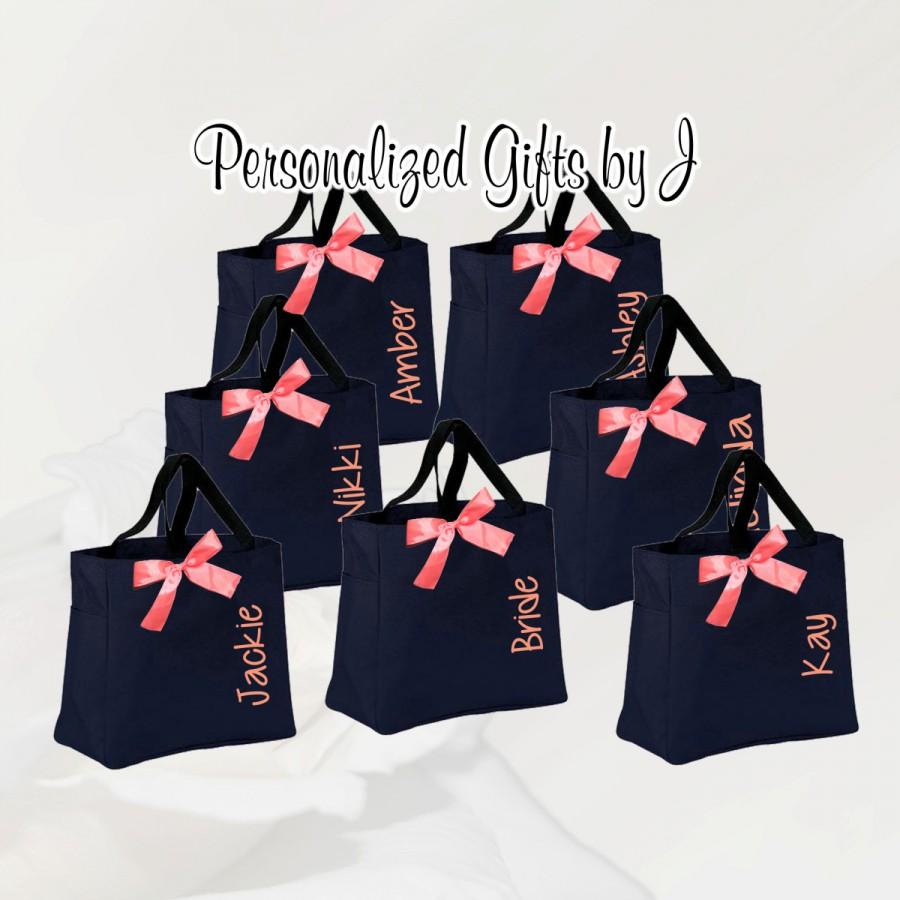 زفاف - 14 Personalized Bridesmaid Tote Bags Personalized Tote, Bridesmaids Gift, Monogrammed Tote